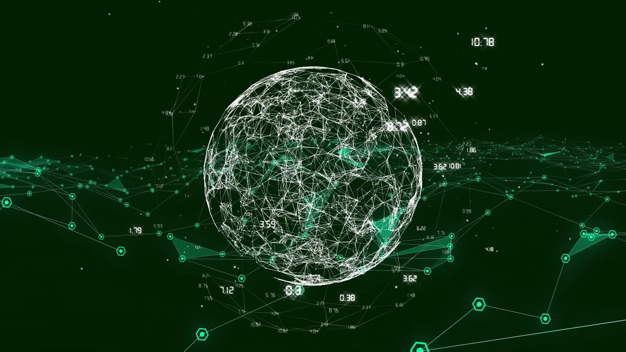 animación de la red de conexiones y procesamiento de datos en todo el mundo
