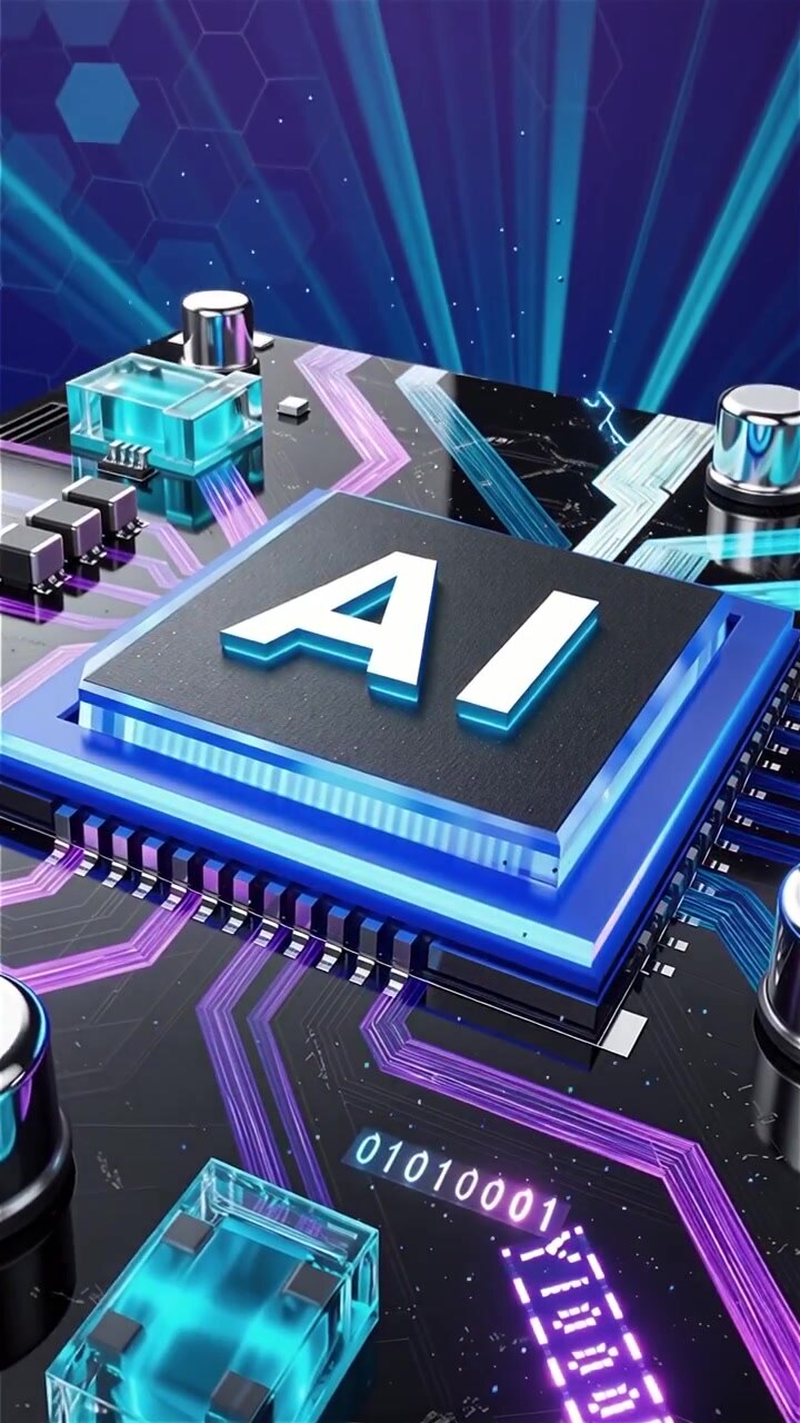 Futuristic AI Chip Motherboard Technology Background