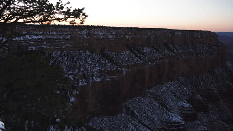 snow covered grand canyon at sunset in mather point - landscape static shot