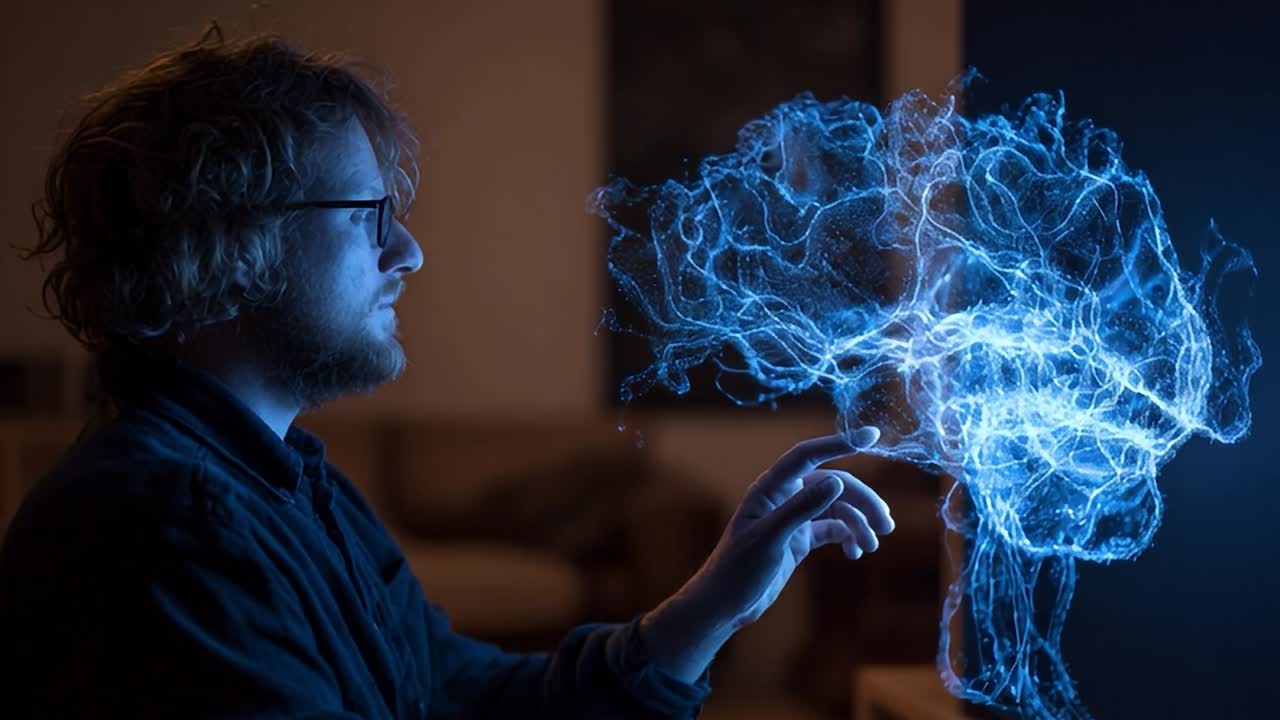 Innovative exploration of digital brain visualization concept during night