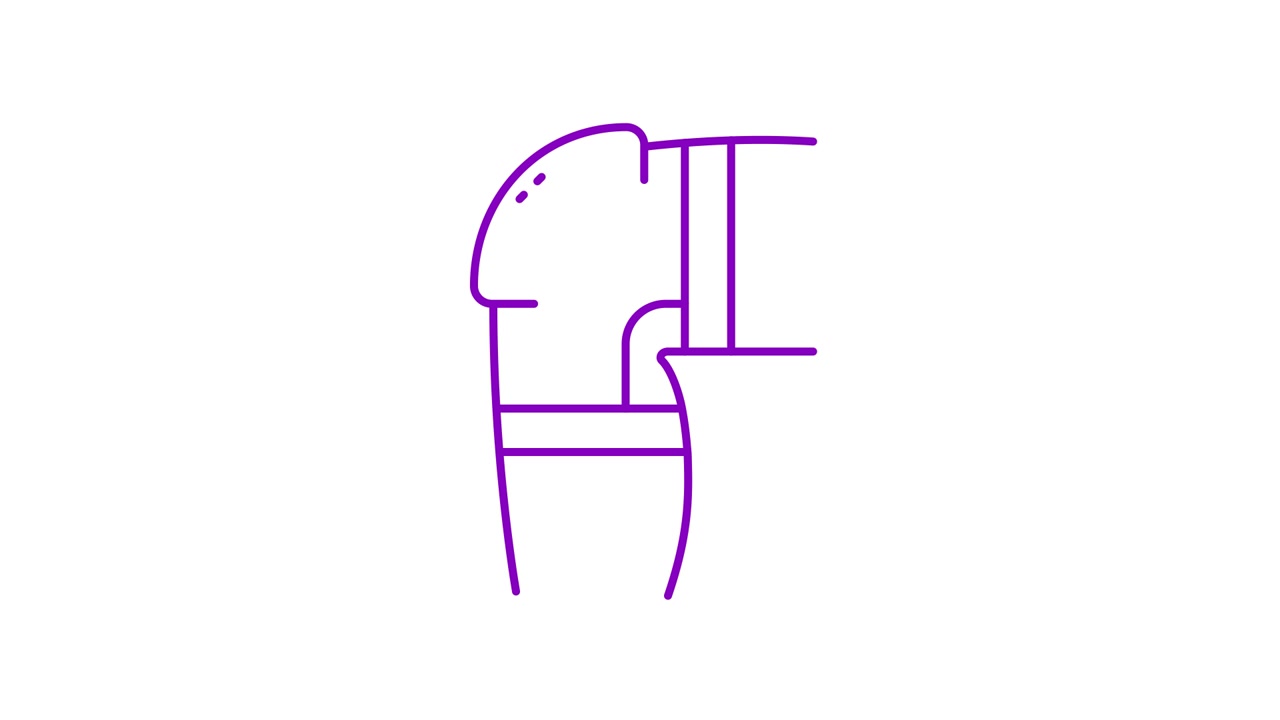 Disegno a linea viola animato di un cappello da chef