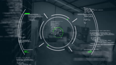 animación del escaneo de alcance sobre el procesamiento de datos contra el almacén