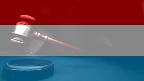 digitally animation of luxembourgers flag and gavel 4k