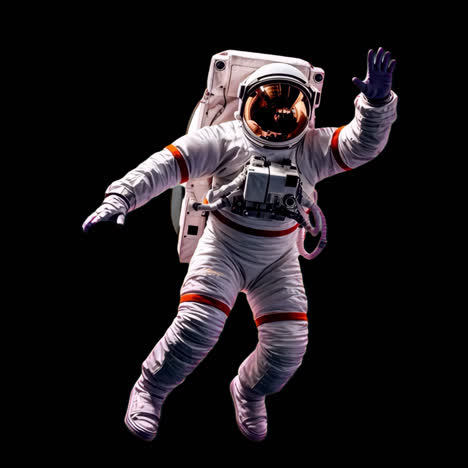 astronaut floating in space animation isolated asset, transparent 4k video, alpha channel, prores
