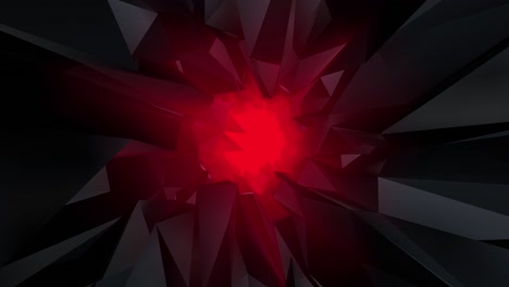 abstract geometric tunnel with glowing red crystal pattern