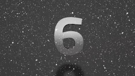 animation of snow falling over countdown on grey background