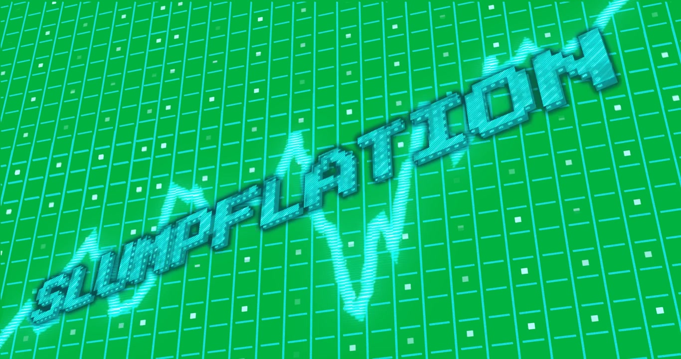 Animation of slumpflation text and diagram on transparent background