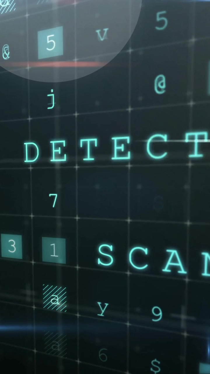 Animation of digital data processing and virus warning text