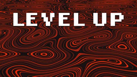 Animation-of-level-up-text-over-red-liquid-background