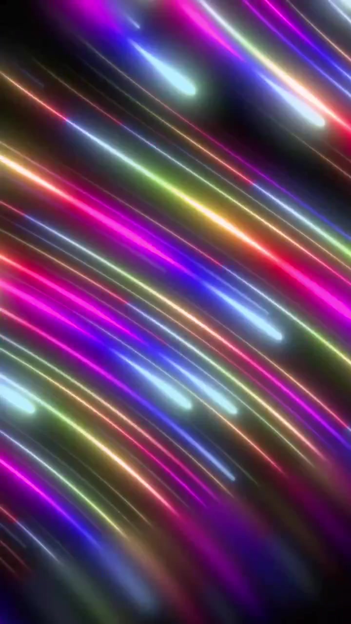 Dynamic Colorful Neon Light Trails Moving on Dark Background
