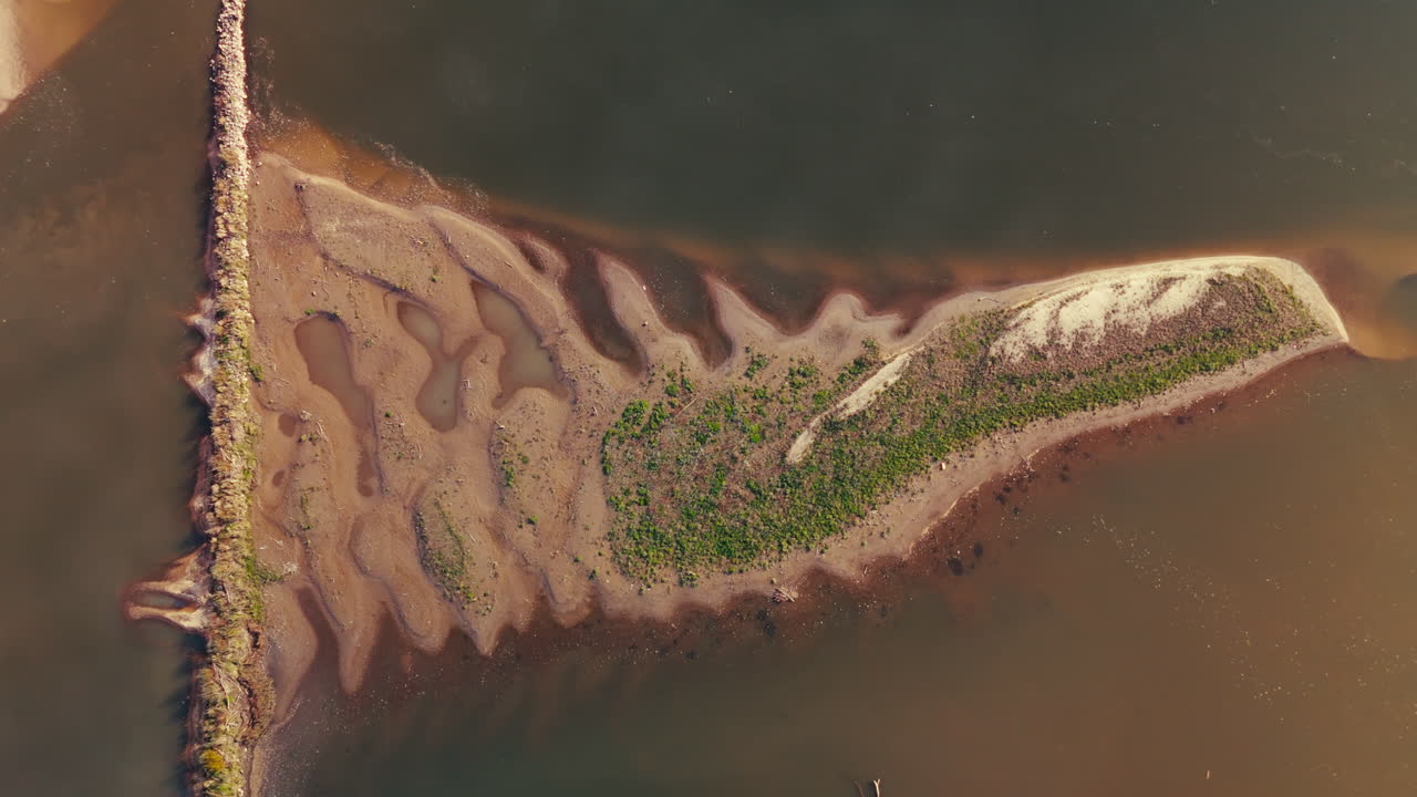 Aerial View of a Small Island in a River or Bay
