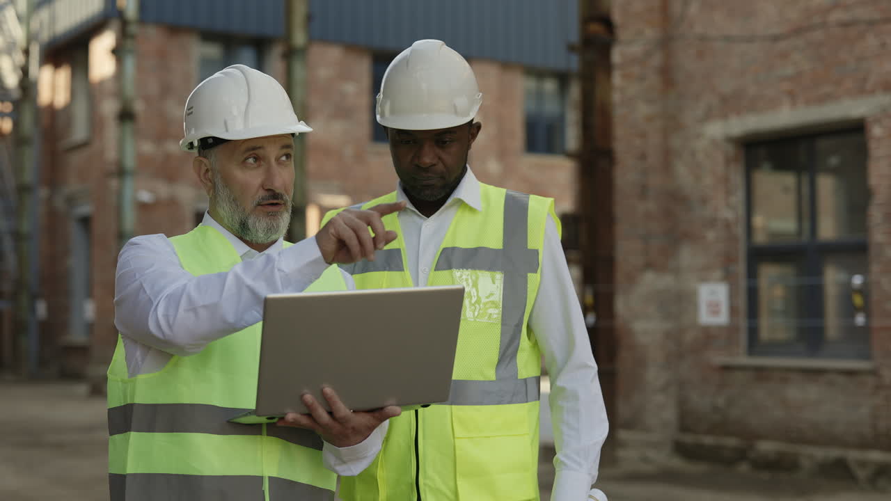 ingenieros de construcción que revisan los planos
