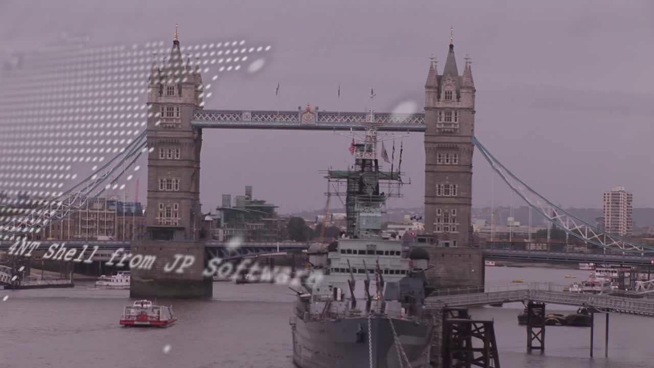 런던 시내 풍경에서 금융 데이터 처리의 애니메이션