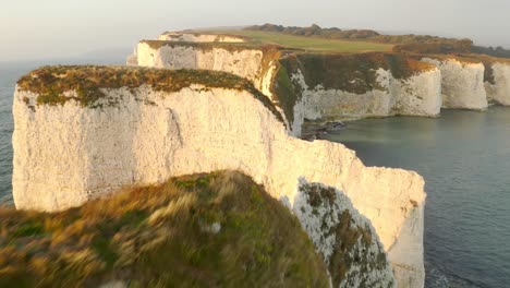 aerial view of the stunning jurassic coast cliffs at sunrise/sunset