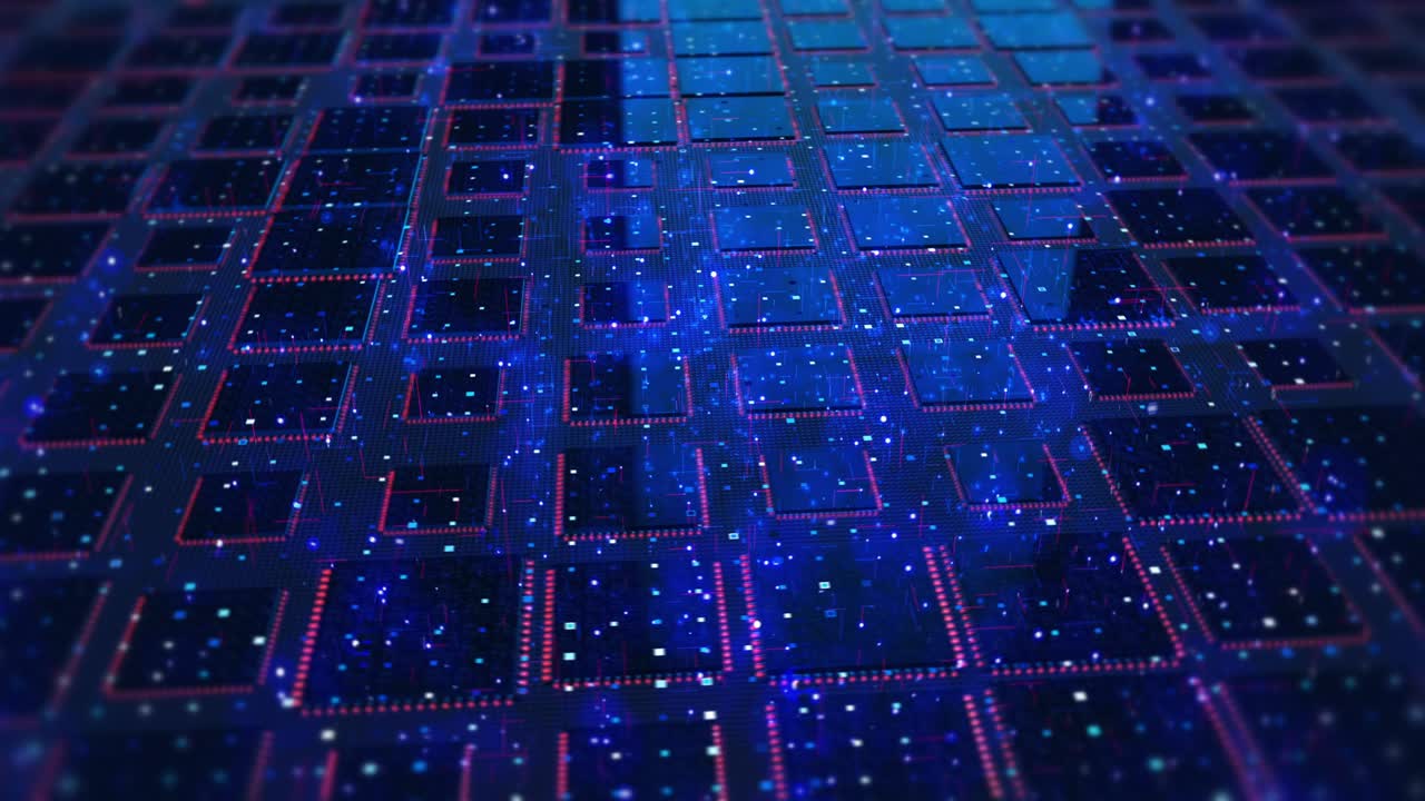 Advanced AI CPU Processors Analyzing Data Flow. Data Processing.