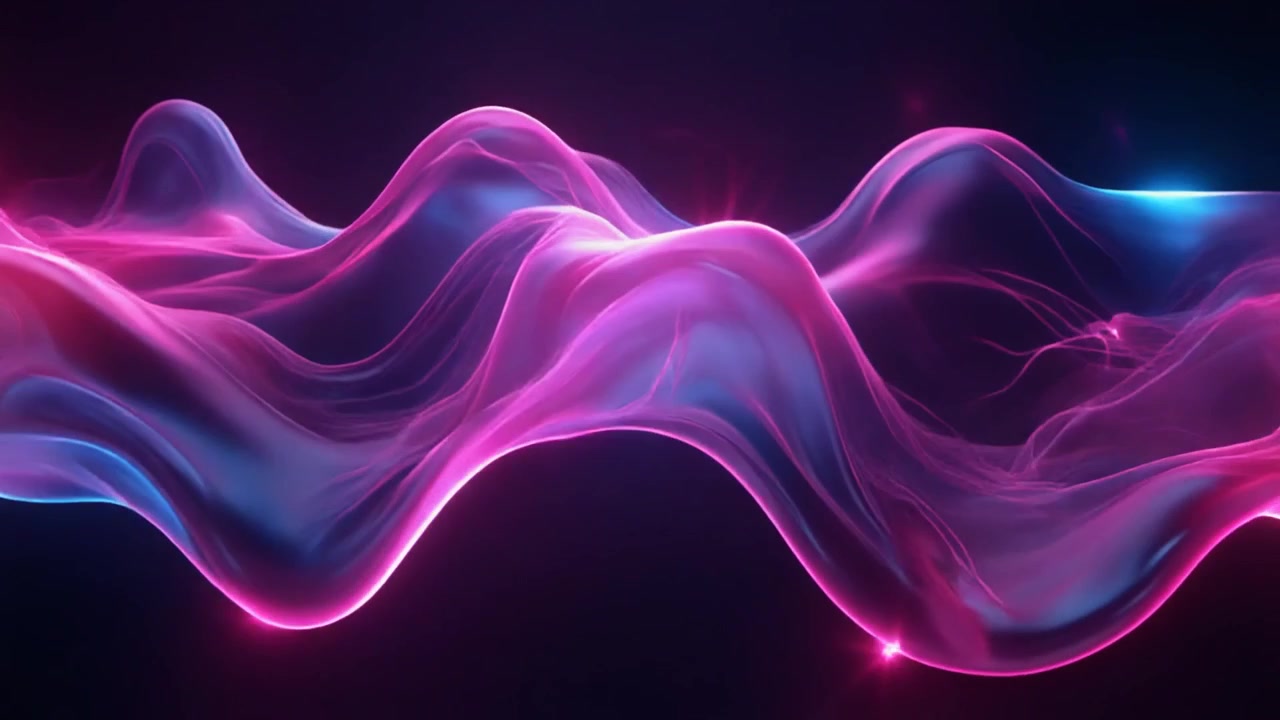 Abstract Flowing Liquid Waves in Neon Pink and Blue