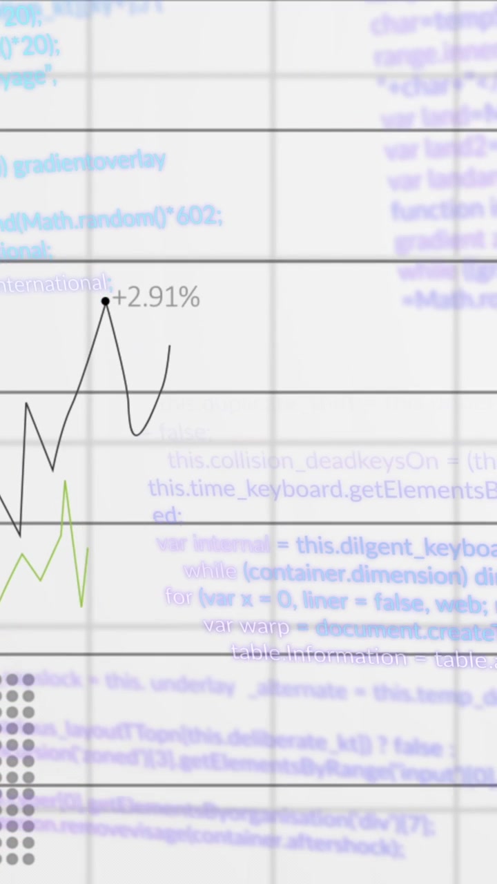 Animation of statistical data processing over grid network against white background