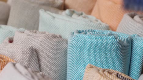 colorful rolled fabric display
