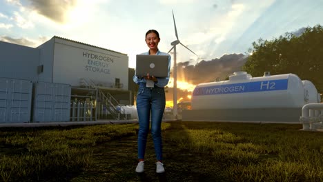 woman working on hydrogen energy storage project