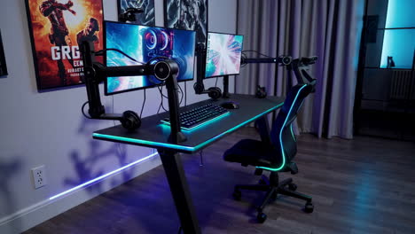 modern gaming pc setup with dual monitors and rgb lighting