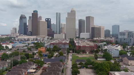 this video is about an establishing shot of downtown houston and surrounding area