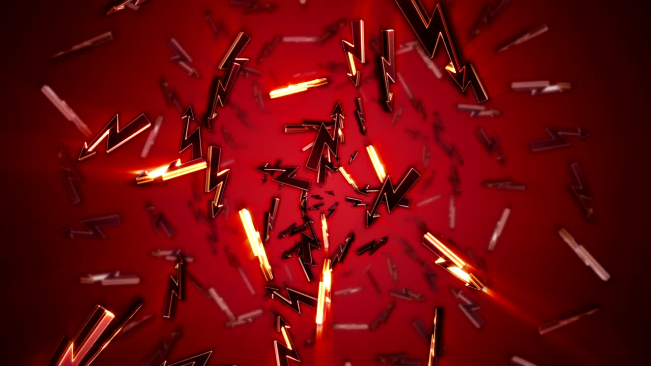 alto voltaje, rayo, flecha, símbolos de concepto de peligro, animación de esqueleto, fondo, representación, bucle