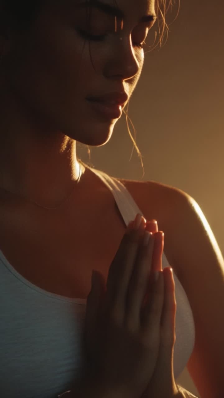 Un sereno momento di riflessione: che cattura l'essenza della calma e della pace interiore con una posa aggraziata e un'illuminazione soffusa.