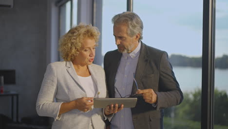 business discussion by window