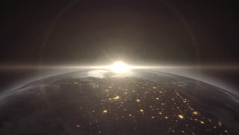 cinematic, photo-real earth rotates slowly as the sun rises on the horizon over the east coast of the united states