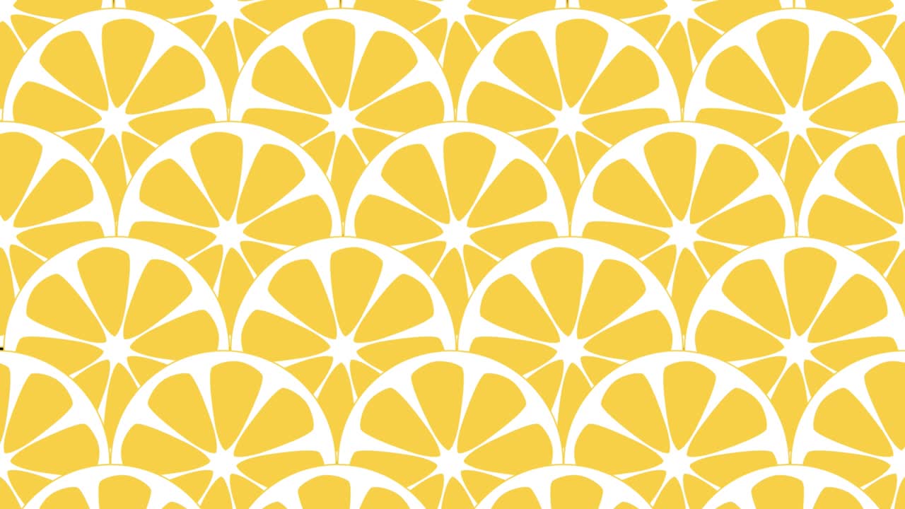 Motivo geometrico con fette d'arancia. Sfondo e illustrazione animati in stile retrò. Loop continuo rotante.