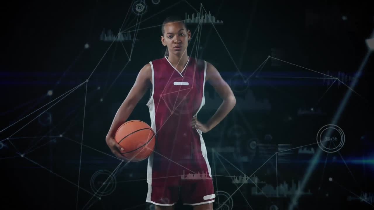 여자 농구 선수의 애니메이션, 디지털 인터페이스 및 데이터 처리