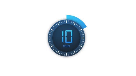 the 10 minutes timer. stopwatch icon in flat style.motion graphics.