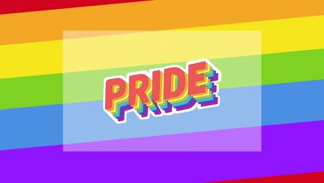 animación del texto del orgullo con corazón sobre las rayas del arco iris