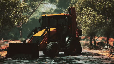tractor de excavadora en el bosque