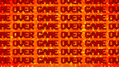 juego animado sobre título de juego de computadora en un fondo pixelado
