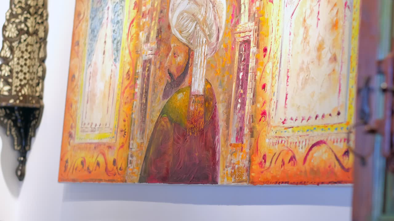 벽에 매달린 오스만 술탄의 손으로 그린 역사적인 그림