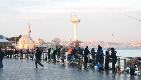 fishermen at the istanbul waterfront