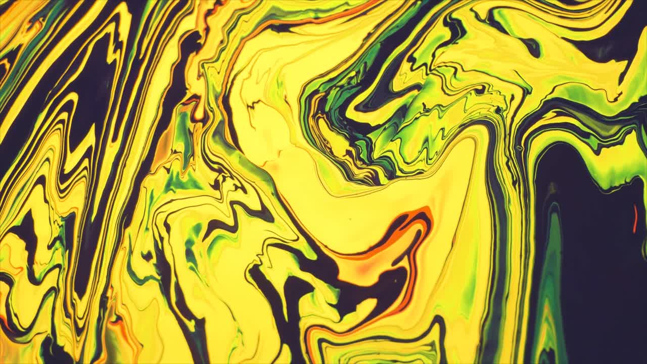 Vibrant Yellow and Black Fluid Art Motion Background