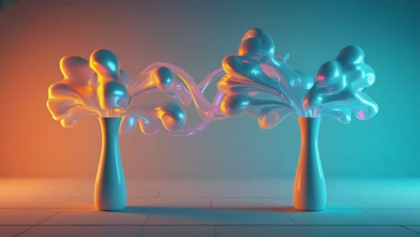 abstract fluid sculpture with vibrant gradient lighting