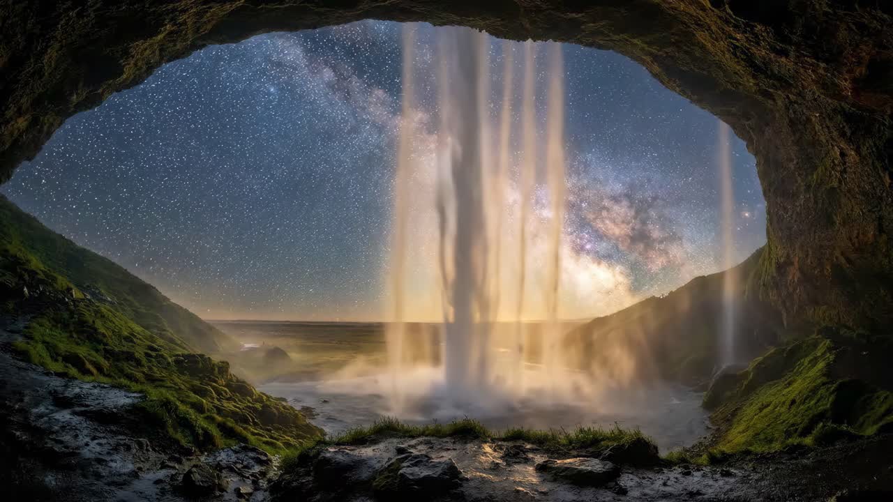 Grotta della cascata Seljalandsfoss in Islanda