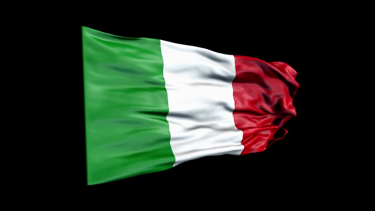 Realistic Italy flag is waving 3D animation. National flag of Italy. 4K Italy flag seamless loop animation.