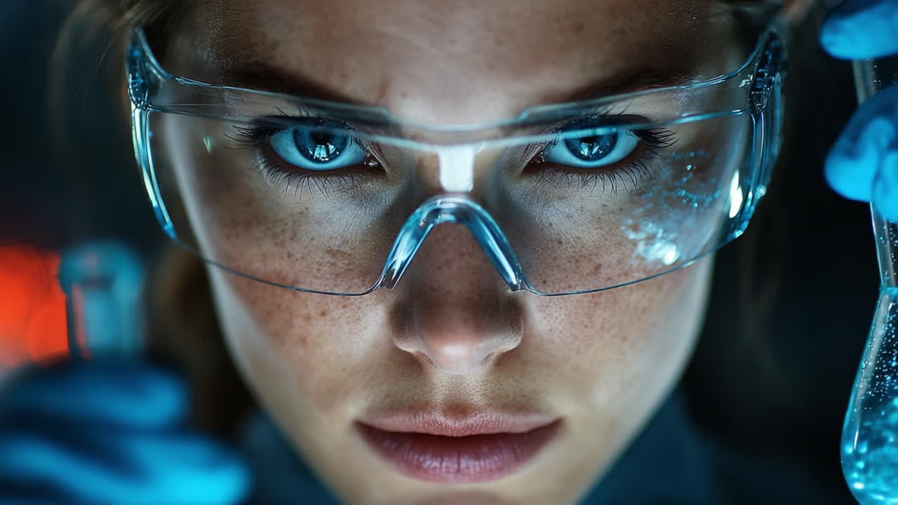 Intense Focus in the Laboratory: A Young Scientist Examines Solutions with Precision and Curiosity, Capturing the Essence of Scientific Inquiry and Discovery