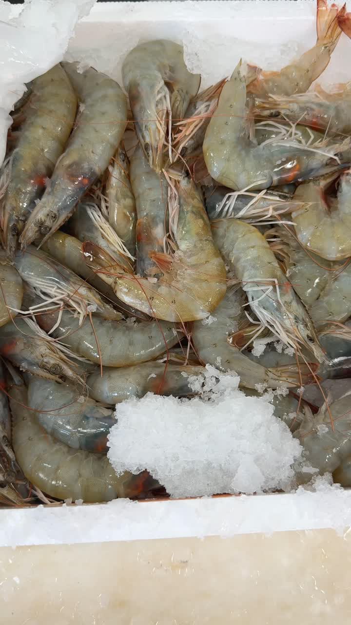 Fresh Raw Shrimp on Ice