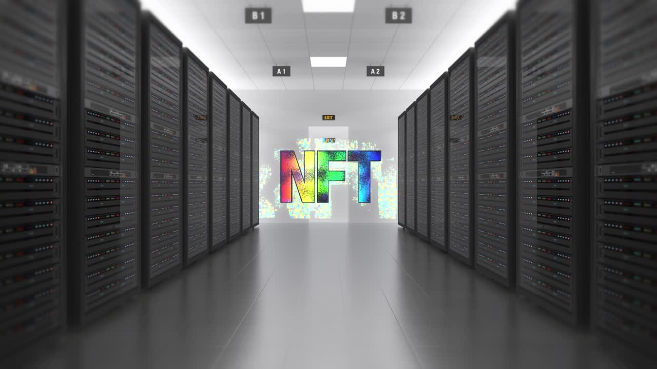 sala de servidores de tecnología de cripto arte de nft