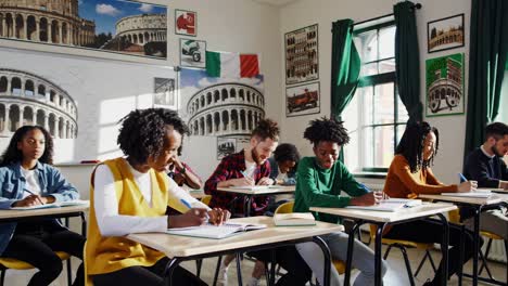 students in an italian classroom