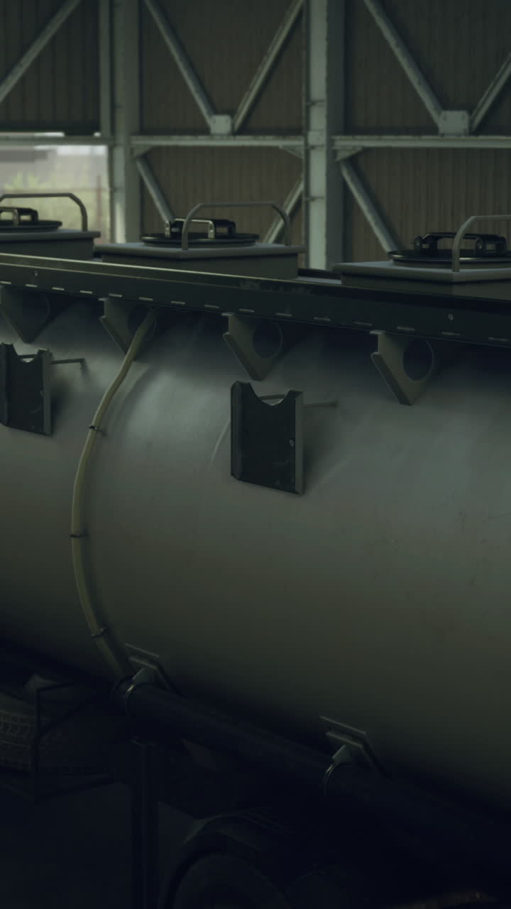 gran camión cisterna en un almacén