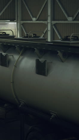 large tanker truck in a warehouse