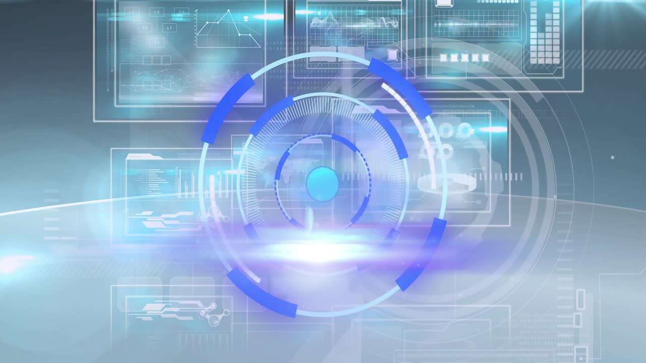 과학적 그래프와 데이터에 대한 처리 원의 애니메이션