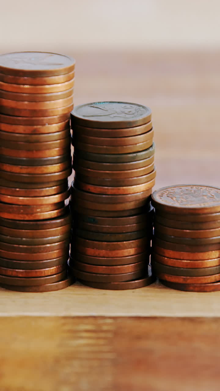 Close-up of stack of coins