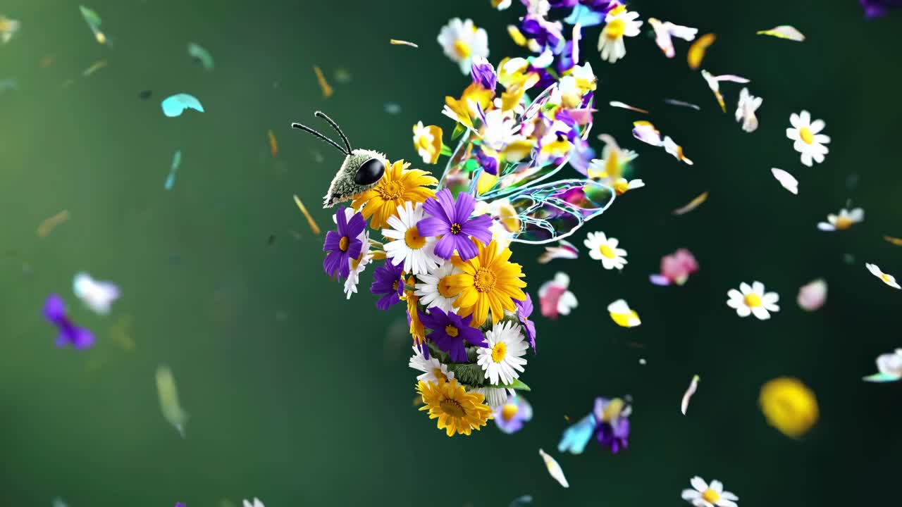 Floral Bee in Flight